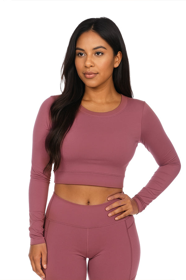BLACK FORTUNE Long Sleeve Crop Top for Women