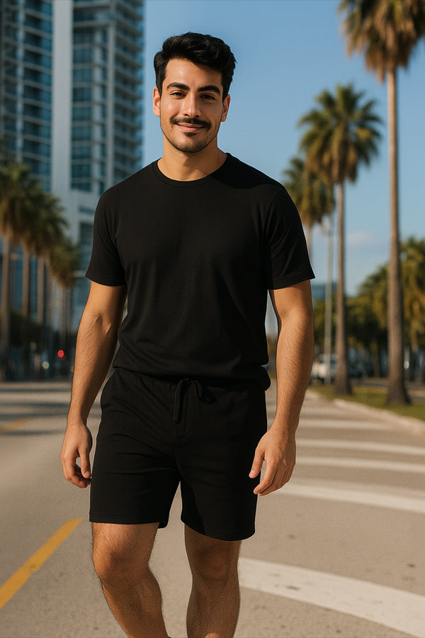 BLACK FORTUNE Fleece Shorts with Pockets for Men