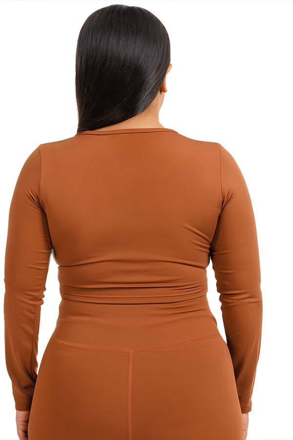 BLACK FORTUNE Long Sleeve Workout Top for Women - Fitted Cut-Out Activewear Shirt, Workout and Yoga Gym Top - Seamless Long Sleeve Workout Tops for Women