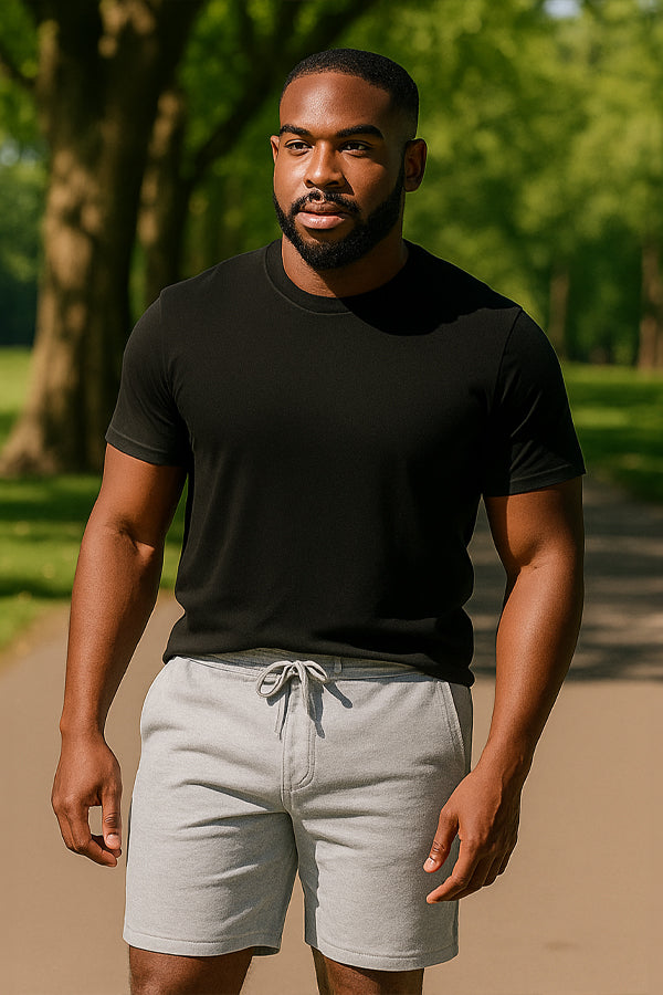 BLACK FORTUNE Fleece Shorts with Pockets for Men - Men’s Cotton Fleece Shorts - Lightweight Cotton Gym Short for Training, Sweat Shorts or Casual Wear - Relaxed Fit