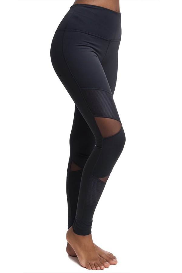 BLACK FORTUNE Workout Leggings for Women with Mesh Detailing - High Waisted Workout Leggings with Tummy Control - Squat Proof Athletic Yoga Pants for Everyday Wear