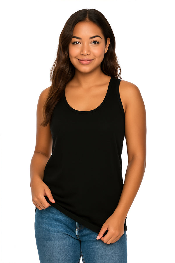 BLACK FORTUNE Women's Relaxed Fit Sleeveless Racerback Tank Tops - Loose Fit Athletic Tank Tops for Women - Lightweight Moisture Wicking Exercise Shirts & Womens Racer Back Tanks