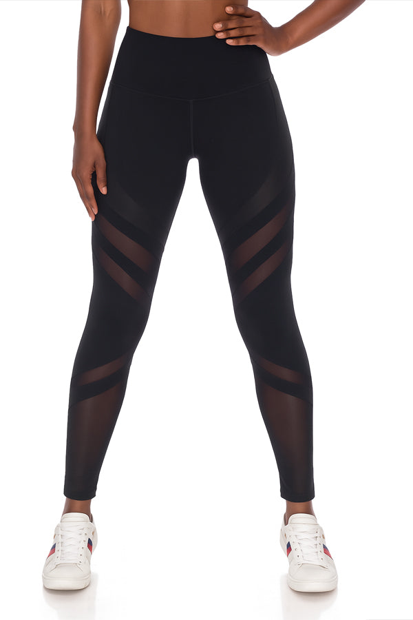 BLACK FORTUNE Workout Leggings for Women with Mesh Detailing - High Waisted Workout Leggings with Tummy Control - Squat Proof Athletic Yoga Pants for Everyday Wear