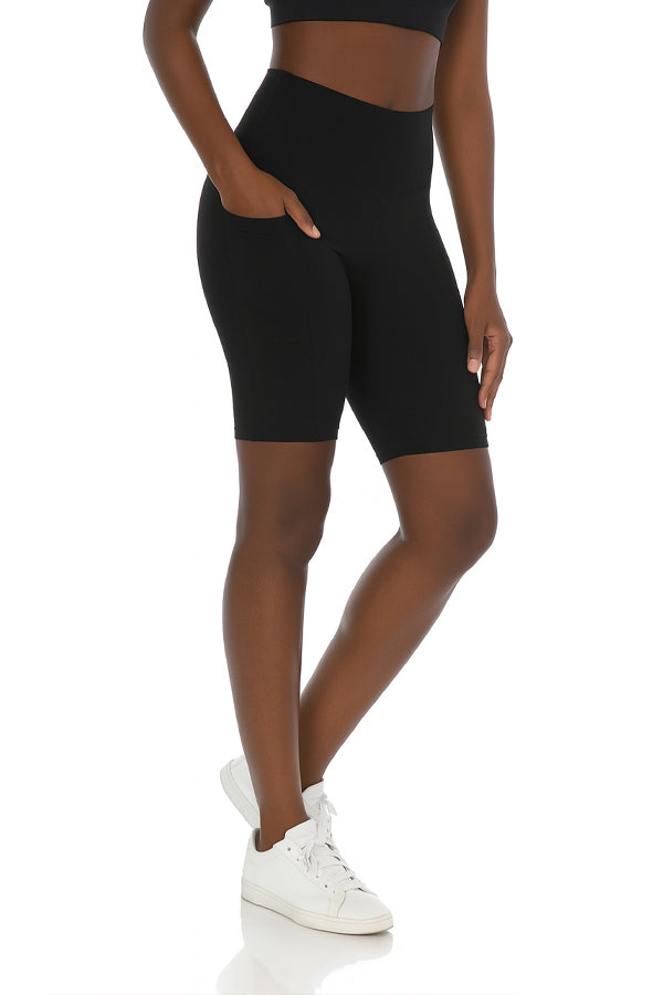 BLACK FORTUNE Women’s High Waisted Biker Shorts with Pockets - Tummy Control Workout Shorts for Yoga, Running, Gym, or Cycling - Soft, Breathable Spandex Activewear for Women