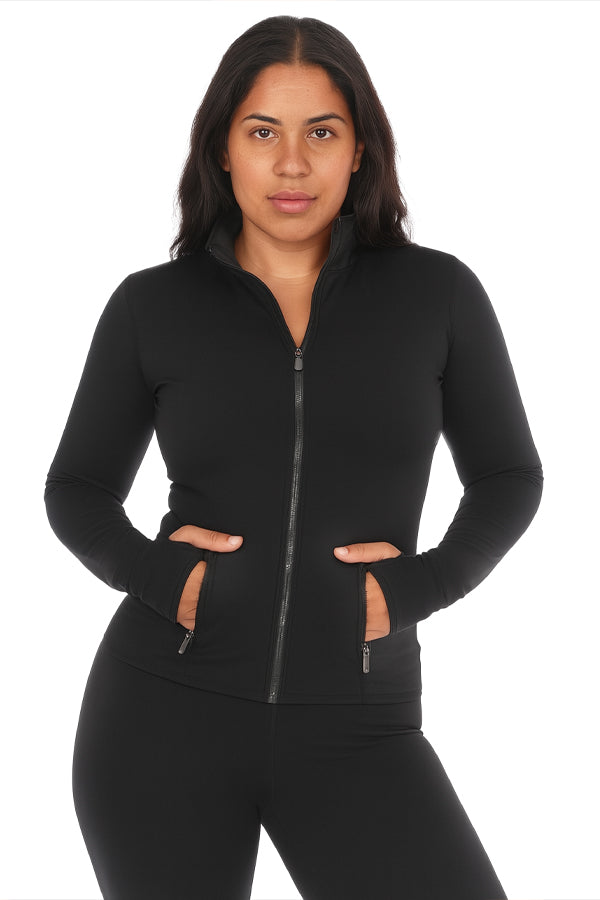 BLACK FORTUNE Workout Jacket for Women - Slim Fit Athletic Jacket, Lightweight Running Tops - Full Zip Activewear Zip Up Jackets for Yoga, Gym, Running, Exercise & Sportswear