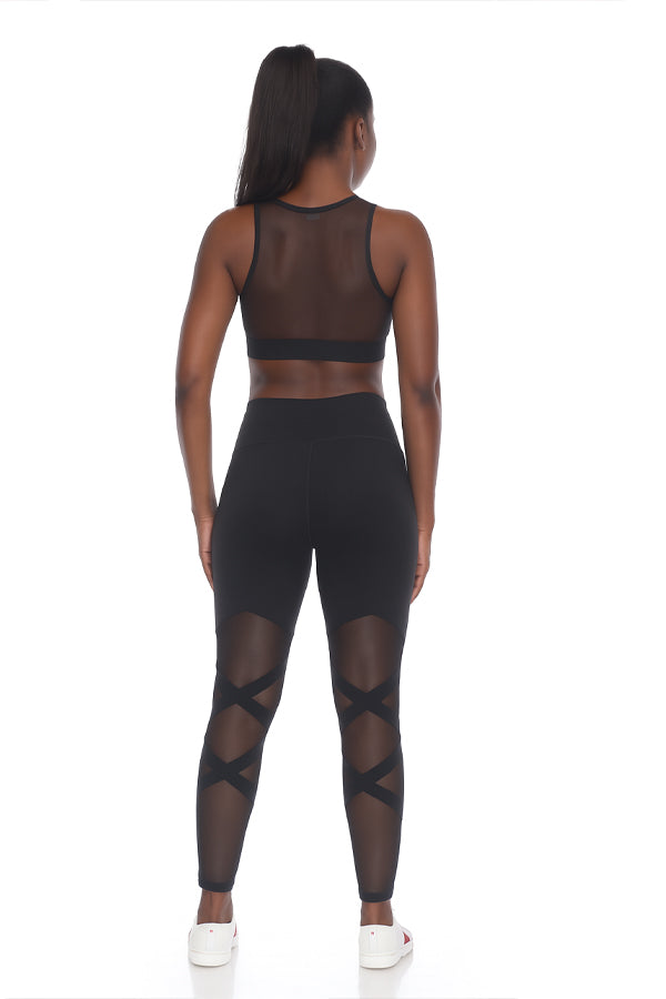 BLACK FORTUNE Workout Leggings for Women with Mesh Detailing - High Waisted Workout Leggings with Tummy Control - Squat Proof Athletic Yoga Pants for Everyday Wear