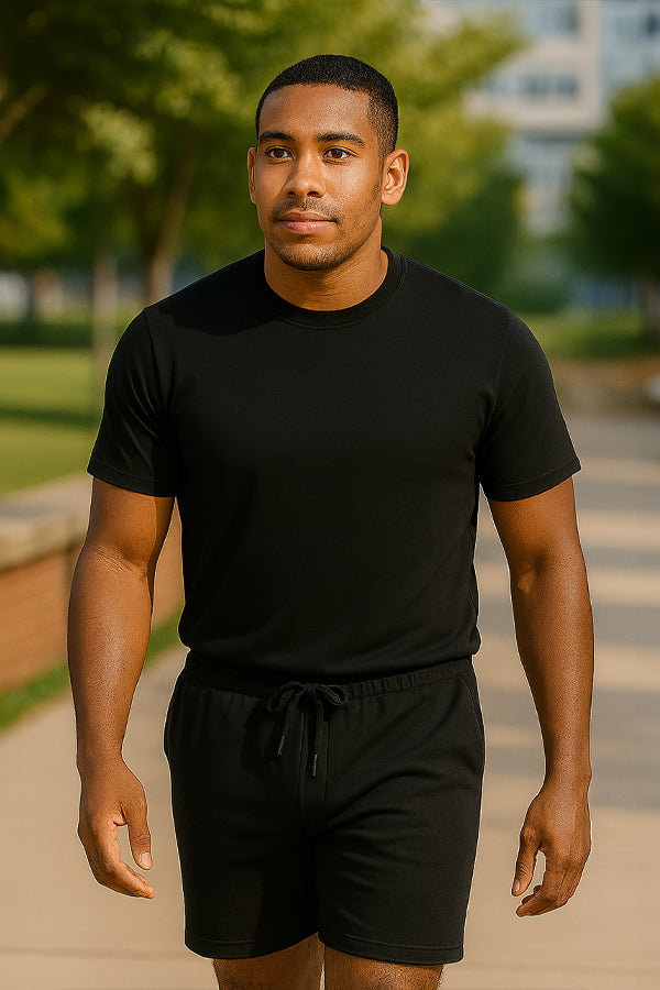 BLACK FORTUNE Fleece Shorts with Pockets for Men - Men’s Cotton Fleece Shorts - Lightweight Cotton Gym Short for Training, Sweat Shorts or Casual Wear - Relaxed Fit