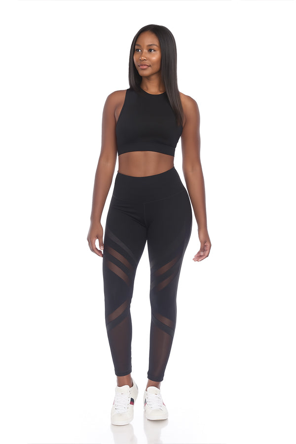 BLACK FORTUNE Workout Leggings for Women with Mesh Detailing - High Waisted Workout Leggings with Tummy Control - Squat Proof Athletic Yoga Pants for Everyday Wear