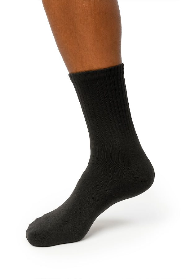 BLACK FORTUNE 12-Pair Unisex Crew Socks - Lightweight Cotton Mid Cut Socks - Breathable Black Crew Sock for Work, Gym, Summer, Daily Use - Comfortable Fit, Moisture-Wicking