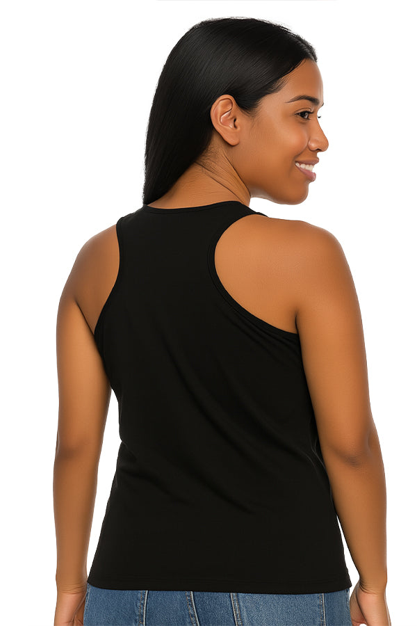 BLACK FORTUNE Women's Relaxed Fit Sleeveless Racerback Tank Tops - Loose Fit Athletic Tank Tops for Women - Lightweight Moisture Wicking Exercise Shirts & Womens Racer Back Tanks