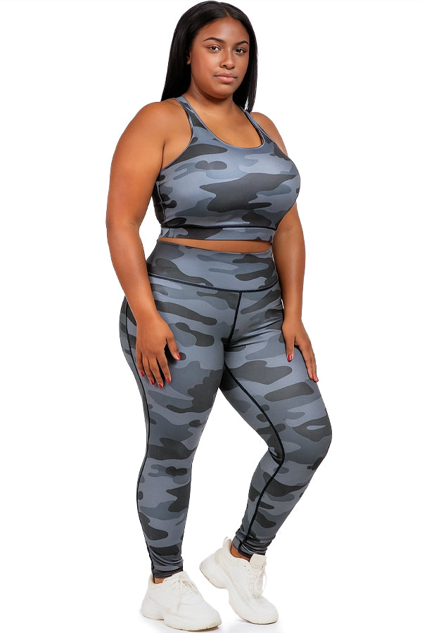BLACK FORTUNE Plus Size Workout Sets for Women - Plus Sized 2 Piece Women's Gym Sets - Matching Leggings and Top Activewear Outfit for Gym, Yoga, or Everyday Wear