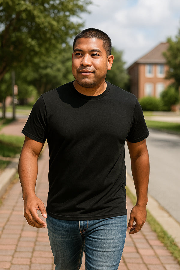 BLACK FORTUNE Crew Neck T Shirts for Men - Comfortable Short Sleeve Cotton Tee with Classic Fit -  Soft Mens T-Shirts for Everyday Casual Outfits, Layering, or Lounging