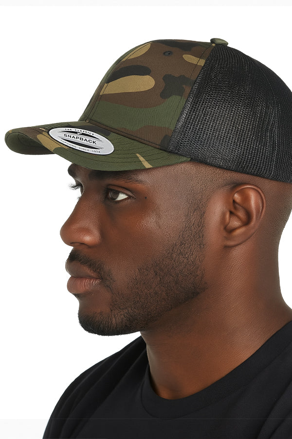 BLACK FORTUNE Foam Trucker Hat - Low Profile Cap with Mesh Back - Plain Trucker Hat for Men and Women - Adjustable Snapback Closure and Otto-Style Hats for Everyday Use